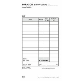 OP320 PARAGON DAŇOVÝ DOKLAD  7,5 x 14,8 cm nepropisový