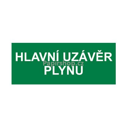 PLASOVÁ CEDULKA HLAVNÍ UZÁVĚR PLYNU