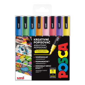 Posca sada popisovačů PC-3M, 0,9 - 1,3 mm, třpytivé barvy (8 ks)