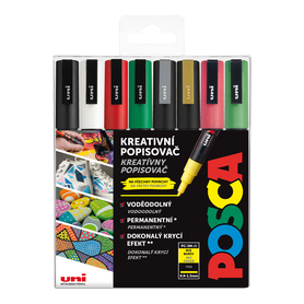 Posca sada popisovačů PC-3M, CHRISTMAS, 0,9 - 1,3 mm, mix vánočních barev (8 ks)